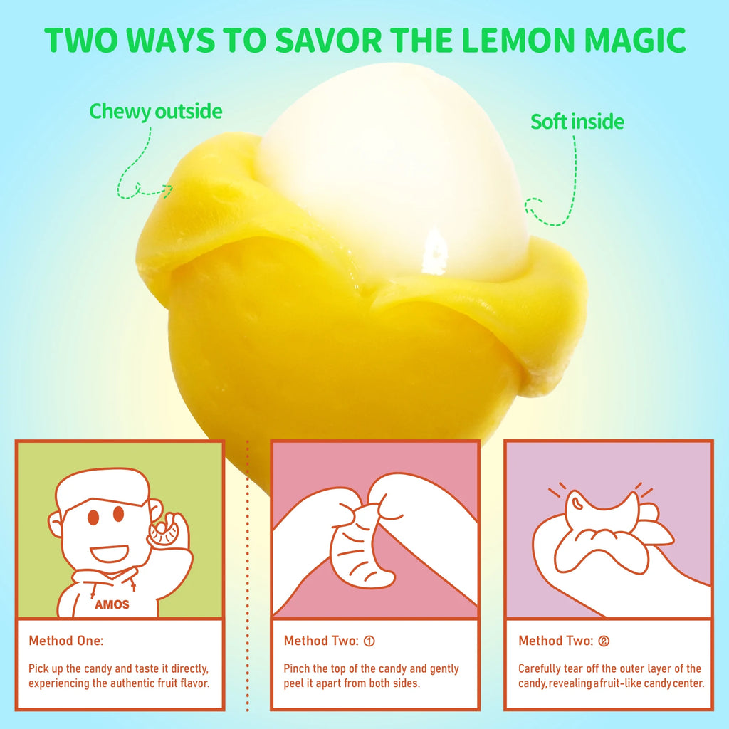 Amos Peelerz Candy Gummy Peelable Sweets Peeling Lemon Original Flavored Peeled Gummy Candy