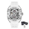 Megir 8602 Men Fashion Mechanical Movement Watches Skeleton Tonneau Case Wristwatch Waterproof Automatic Watch Montres De Luxe