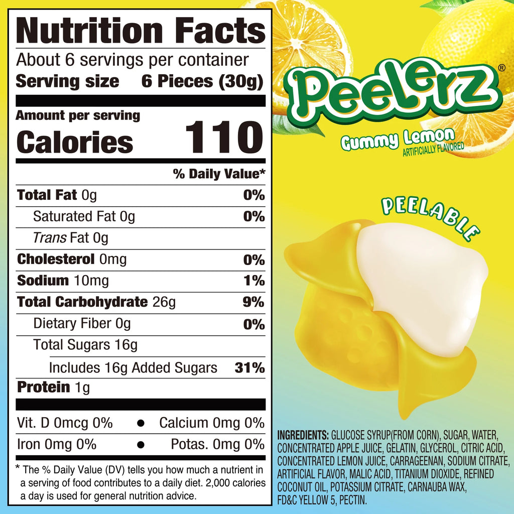 Amos Peelerz Candy Gummy Peelable Sweets Peeling Lemon Original Flavored Peeled Gummy Candy