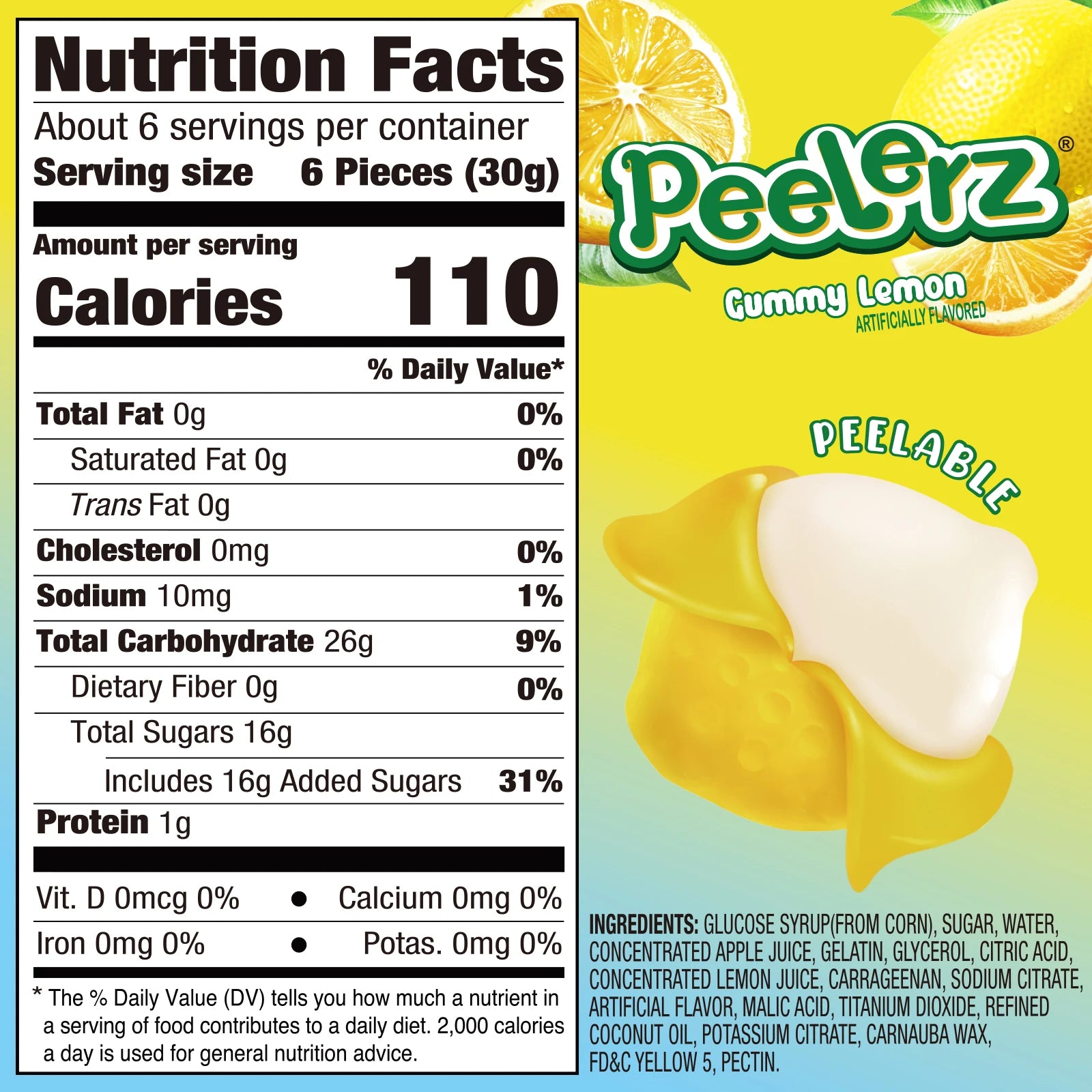 Amos Peelerz Candy Gummy Peelable Sweets Peeling Lemon Original Flavored Peeled Gummy Candy