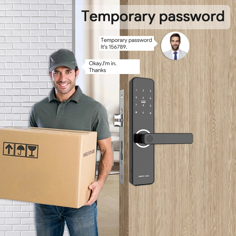 New Cerradura Serrure Intelligente Biometric Digital Combination Finger Print Password Ttlock Smart Door Lock for Wooden Doors