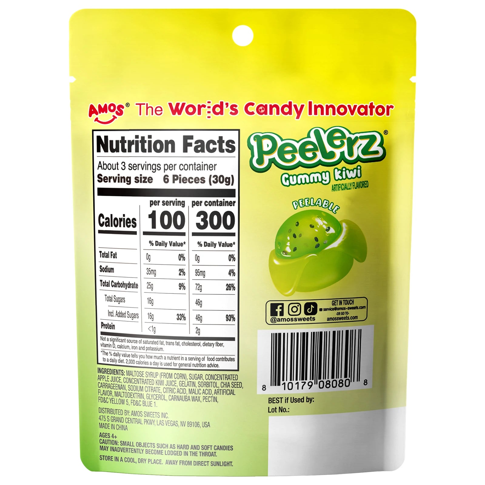 Amos Peelerz Candy Gummy 85g Peelable Sweets Peeling Kiwi Original Flavored Peeled Gummy Candy