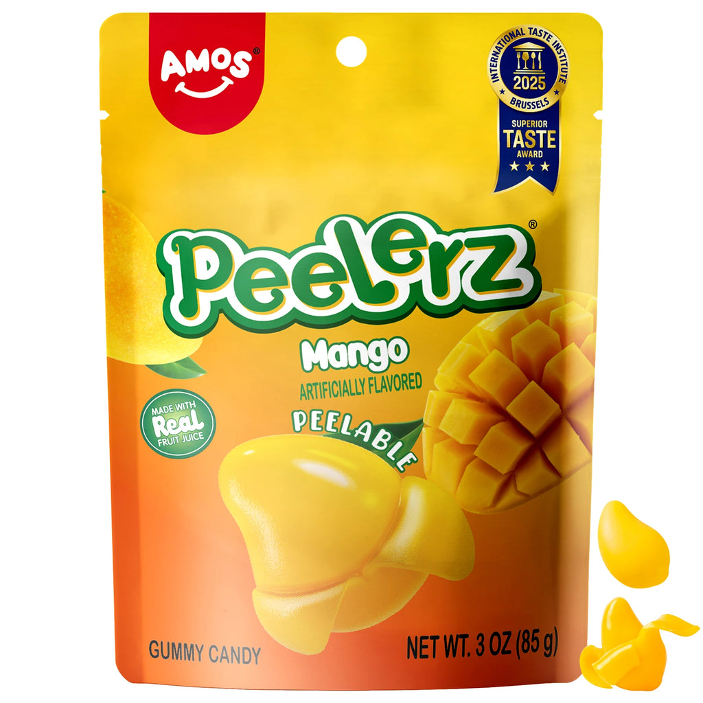 Amos Peelerz Candy Sweets 3oz Soft Candy Peelable Gummies Jelly Fruit Peeling Mango Gummy Candy